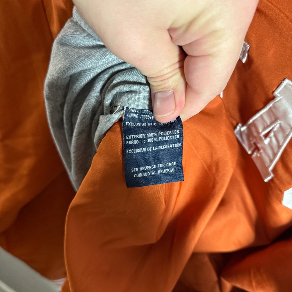 Men’s L Orange GIII Texas Colligate Lined Sporty Retro Inspired Casual Pullover - Picture 5 of 7